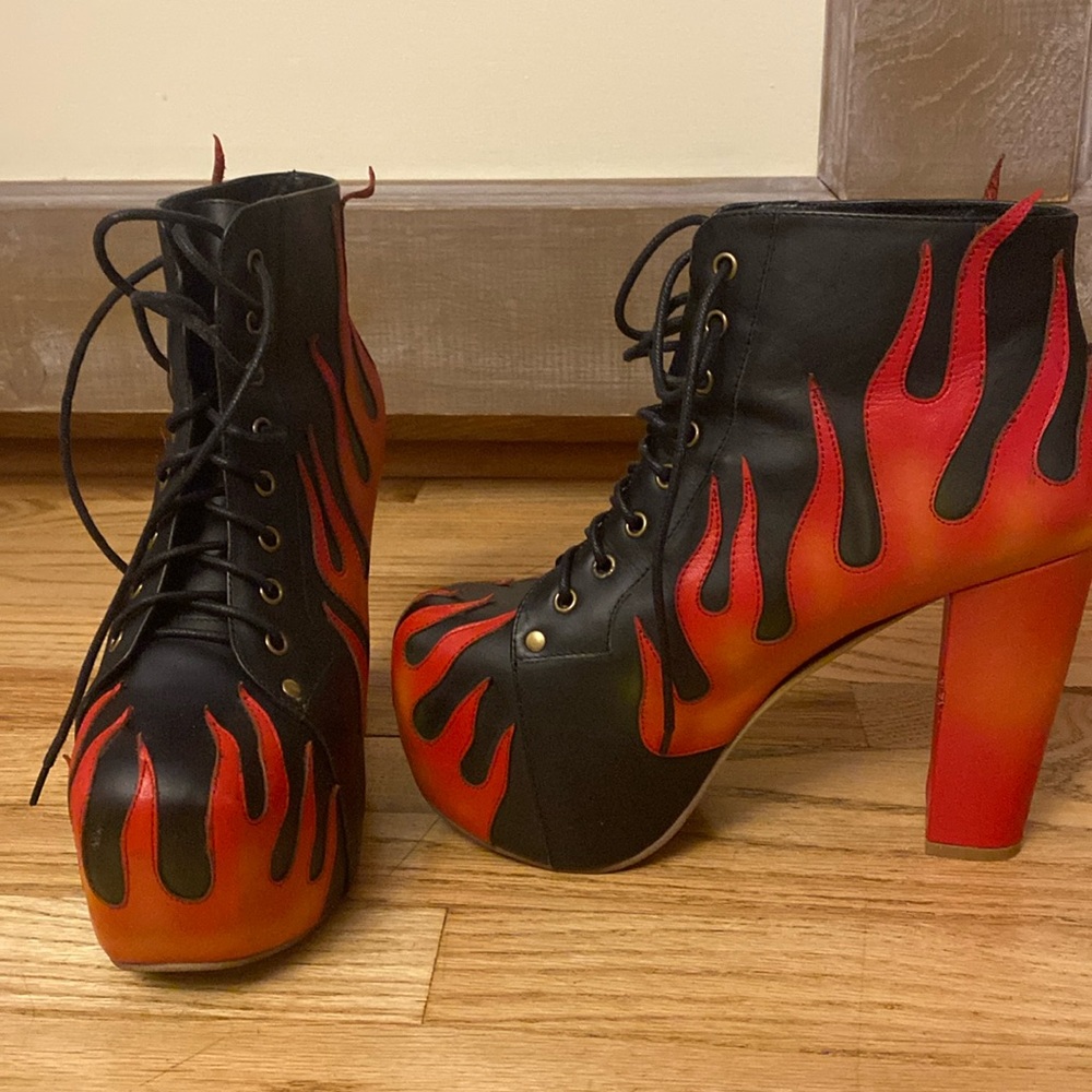 Jeffrey Campbell flame, leather Lita platform booties